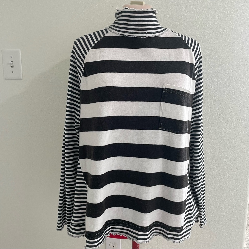 We The Free Navy and White Striped Turtleneck